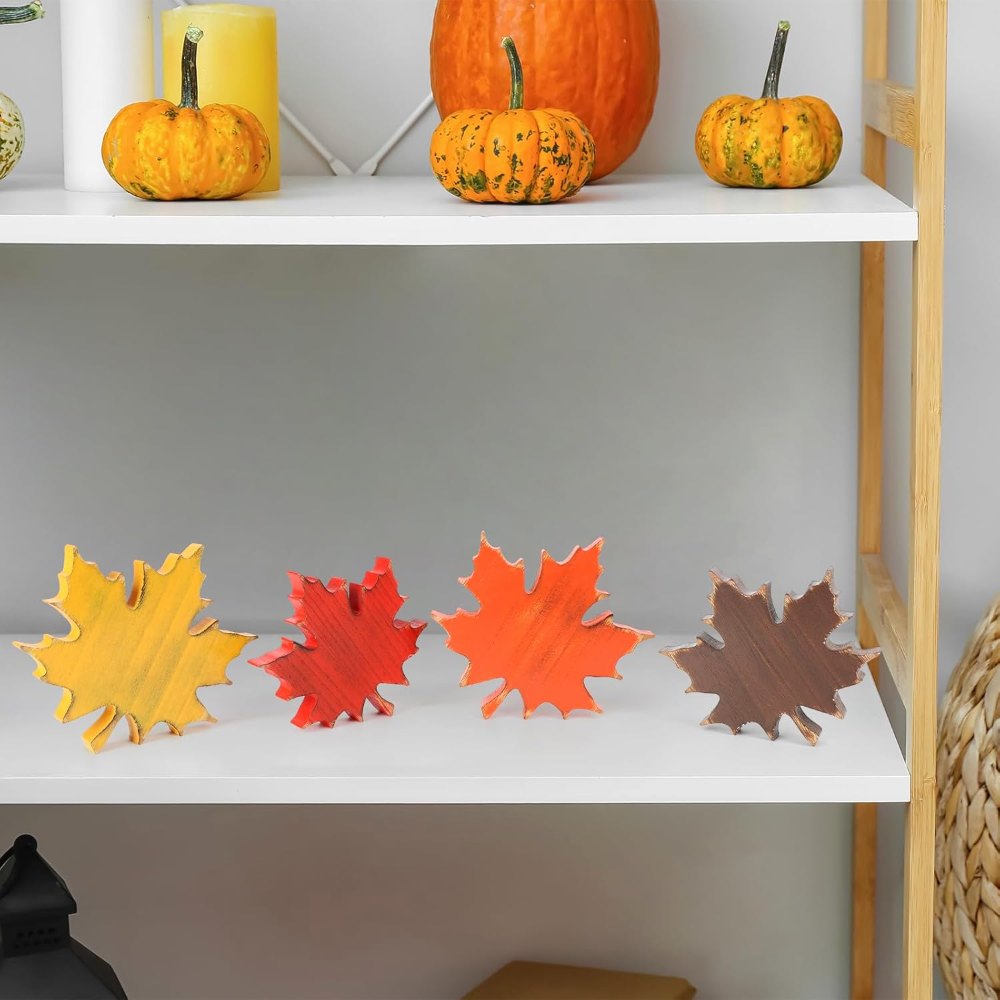 Wooden Fall Leaves Decorations for Home Office Indoor, view 7