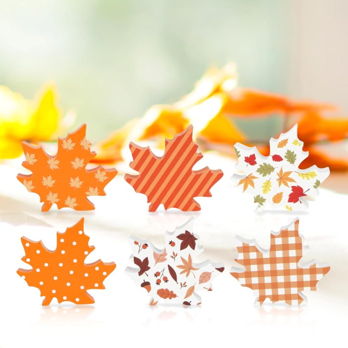 Wooden Fall Leaves Decorations for Home Office Indoor, 6 pieces