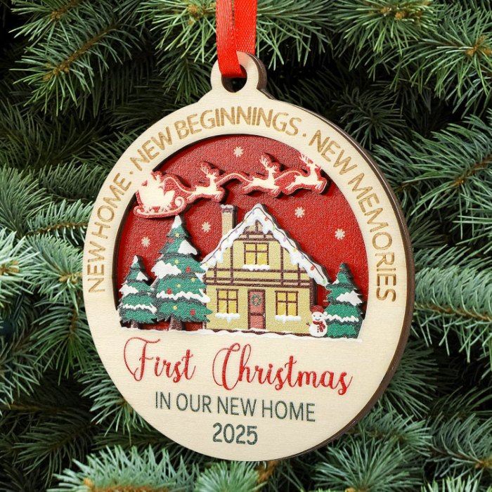 Wooden First Christmas in Our New Home 2025 Christmas