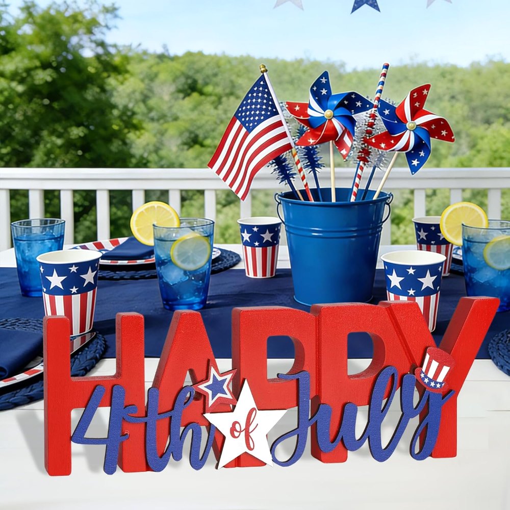 Wooden Happy 4th of July Sign, view 4