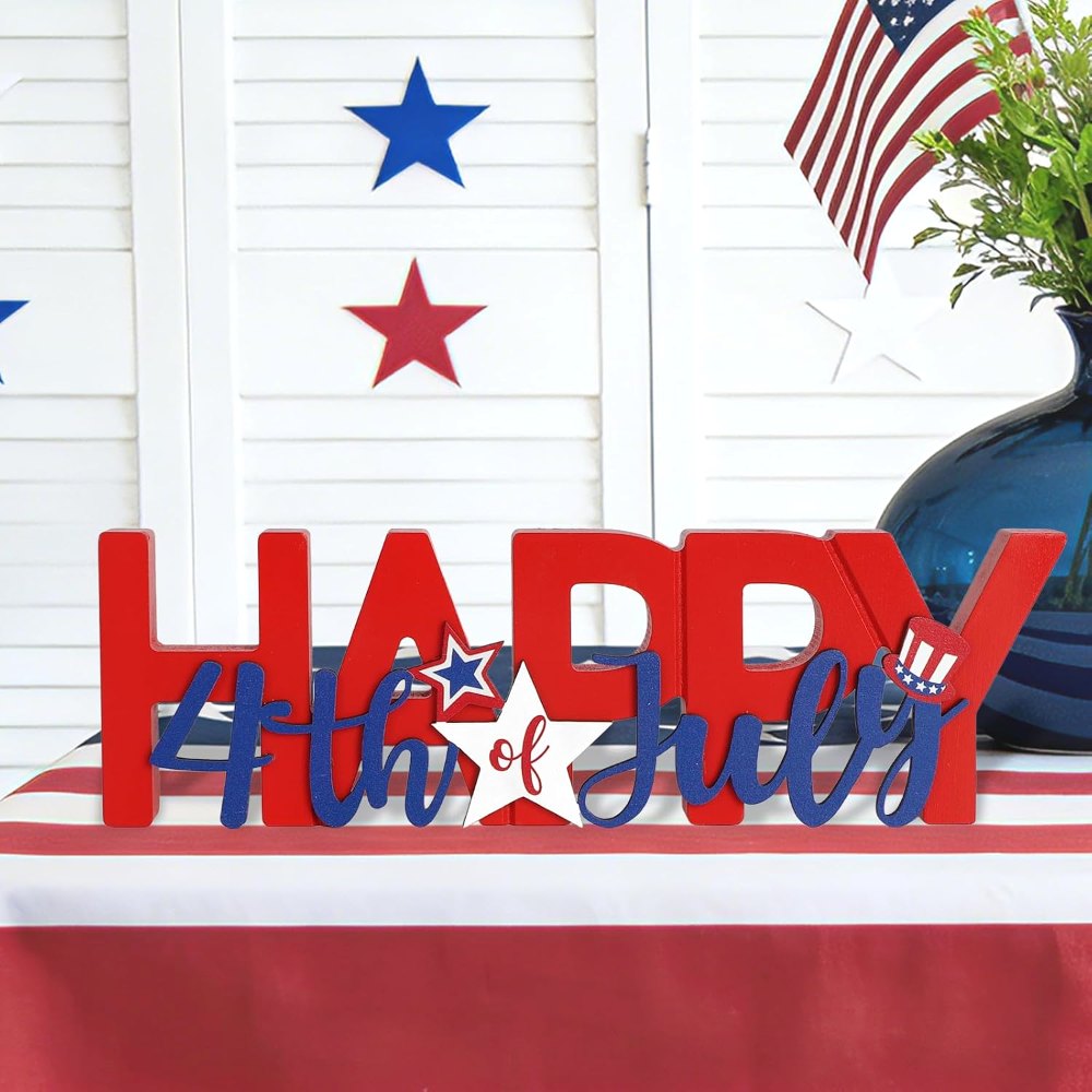 Wooden Happy 4th of July Sign, view 5