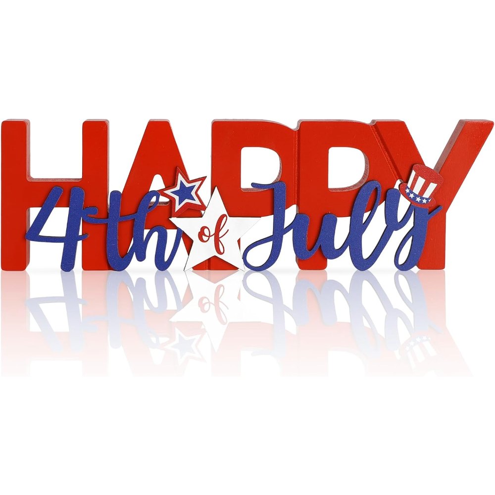 Wooden Happy 4th of July Sign