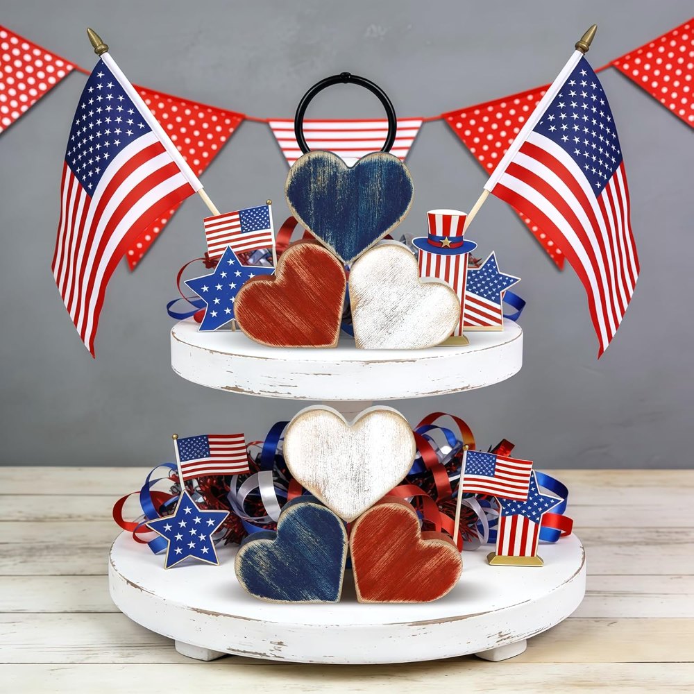 Wooden Hearts 4th of July Decorations Indoor, view 4
