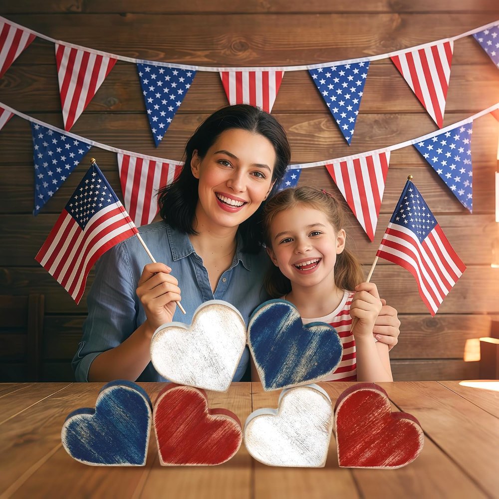 Wooden Hearts 4th of July Decorations Indoor, view 7