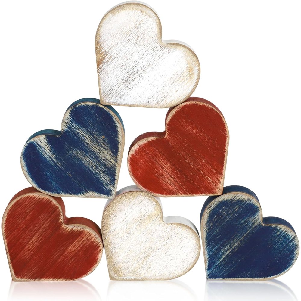 Wooden Hearts 4th of July Decorations Indoor