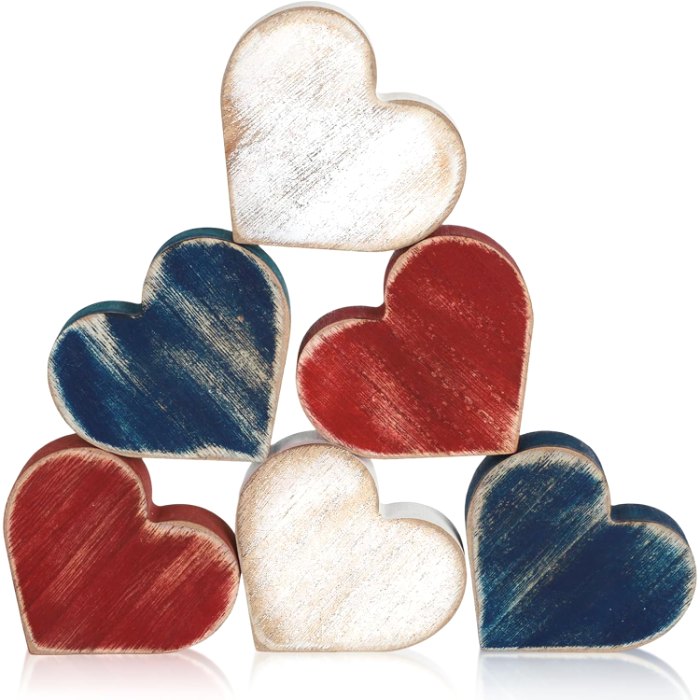Wooden Hearts 4th of July Decorations Indoor