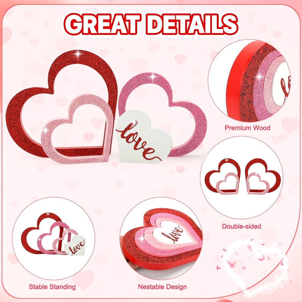 Wooden Hearts Valentine's Day Decorations Indoor, view 3