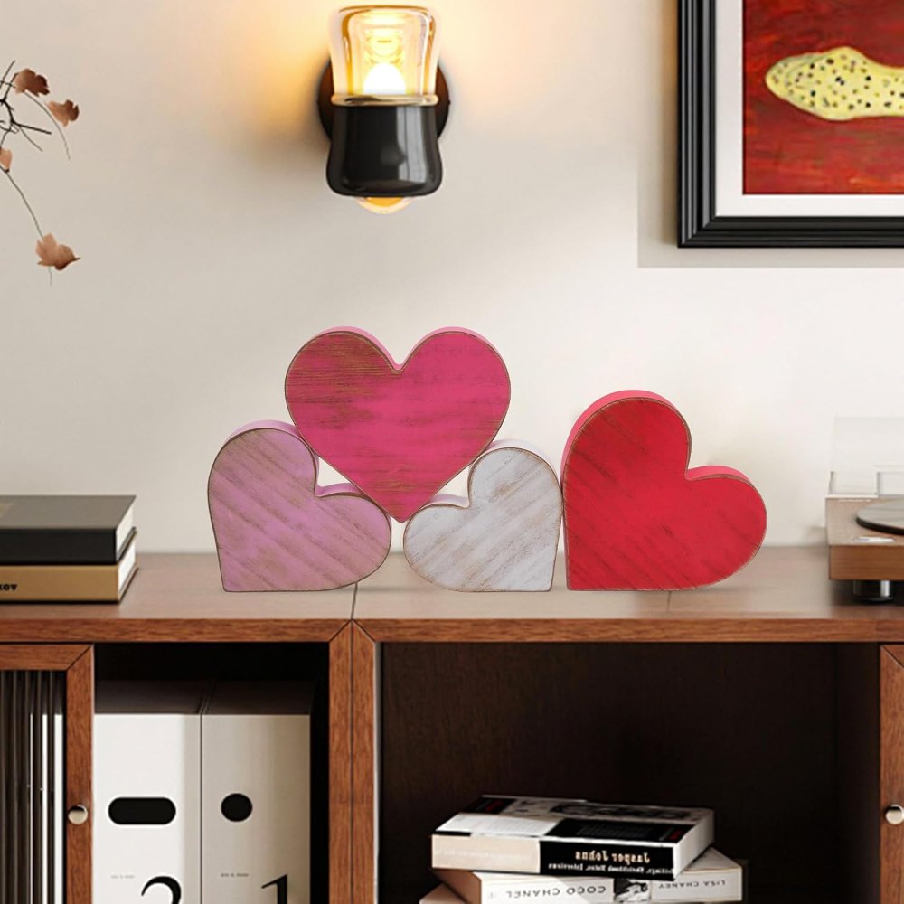 Wooden Hearts Valentines Decorations Indoor, view 6