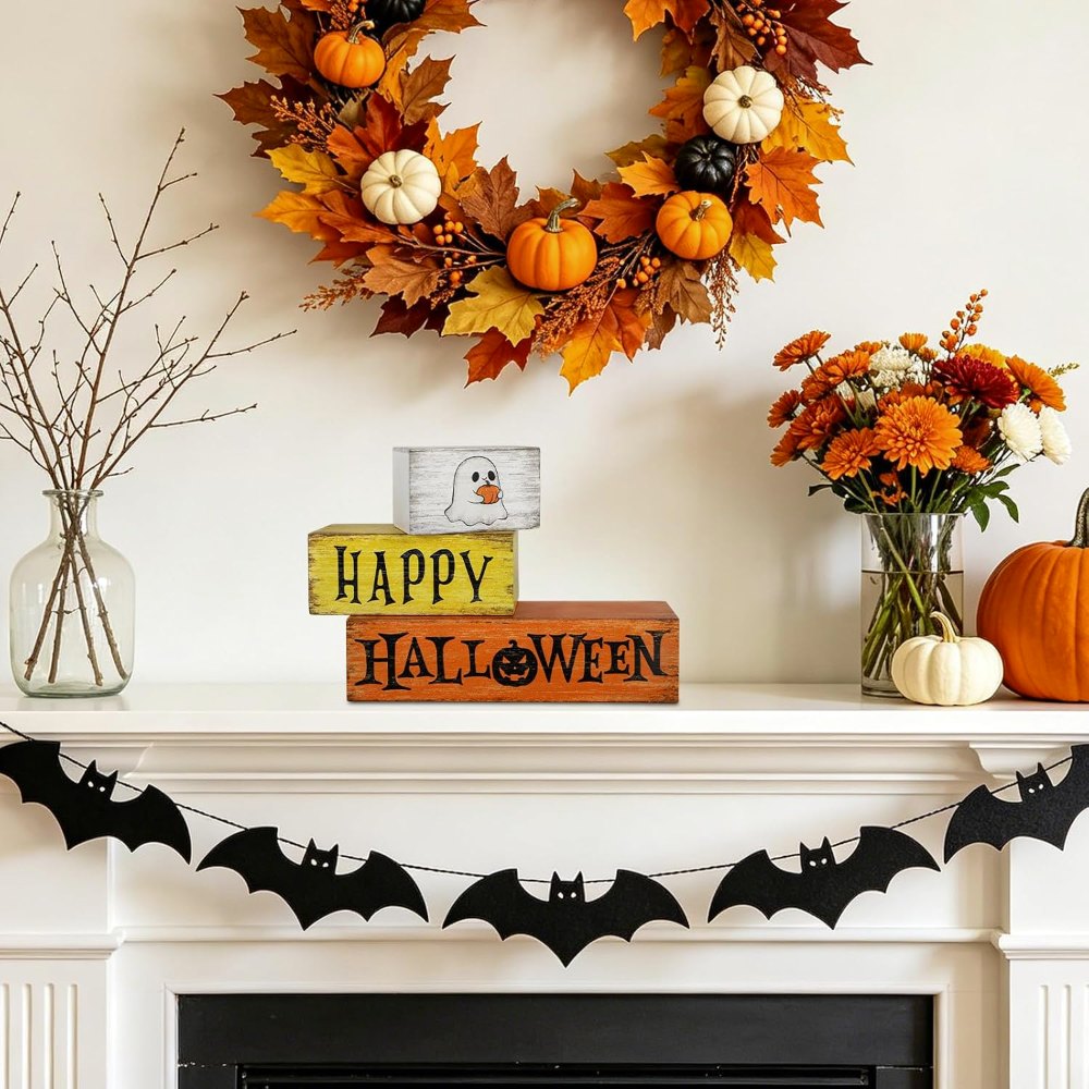 Wooden Vintage Happy Halloween Decorations Table Sign, view 5