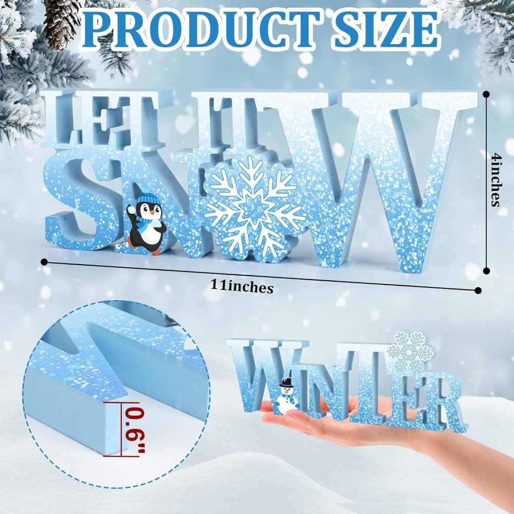 Wooden Winter Let It Snow Sign, view 2