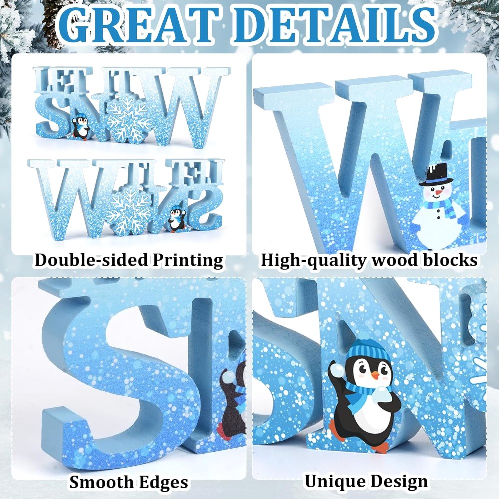 Wooden Winter Let It Snow Sign, view 3