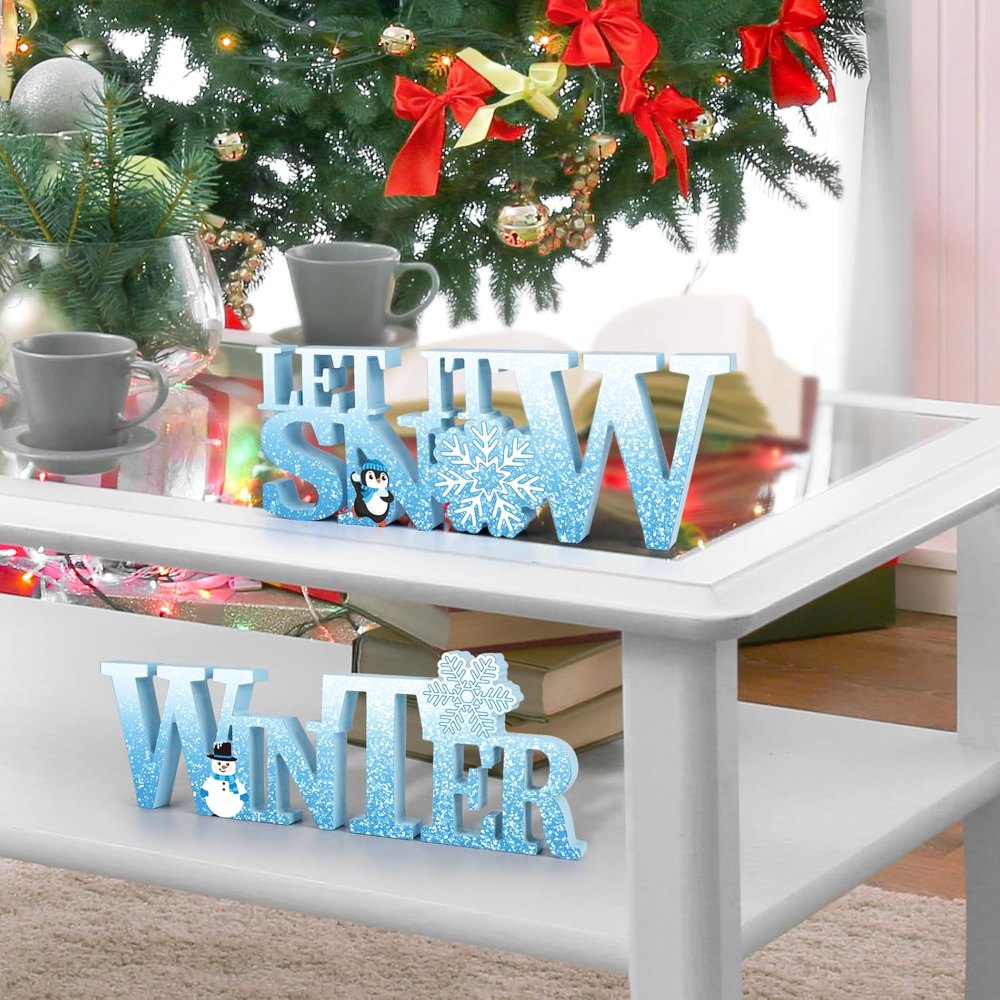 Wooden Winter Let It Snow Sign, view 4