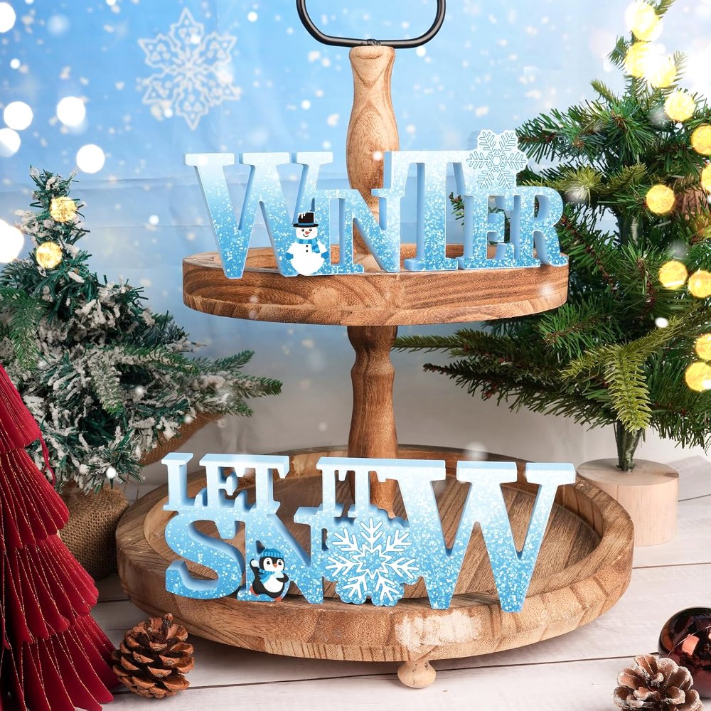 Wooden Winter Let It Snow Sign, view 5