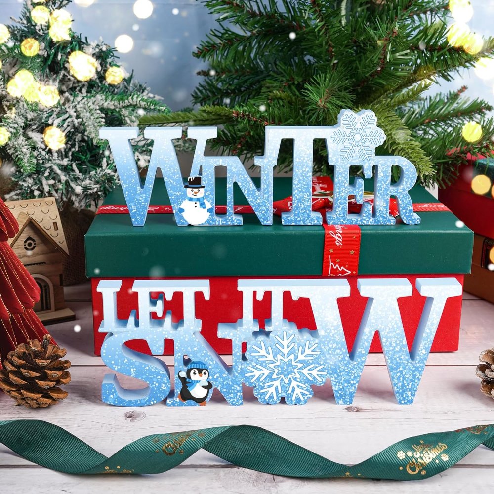 Wooden Winter Let It Snow Sign, view 6
