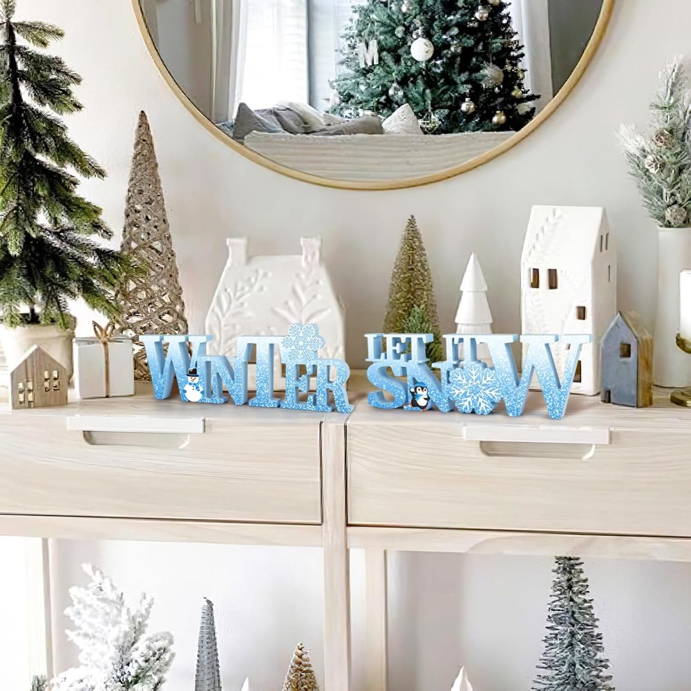 Wooden Winter Let It Snow Sign, view 7